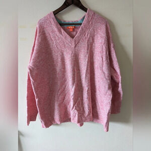 Joe Fresh| light pink and green V-Neck Sweater Acrylic  Blend size 2X